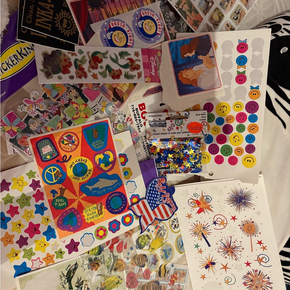 VINTAGE Lot of Colorful Stickers